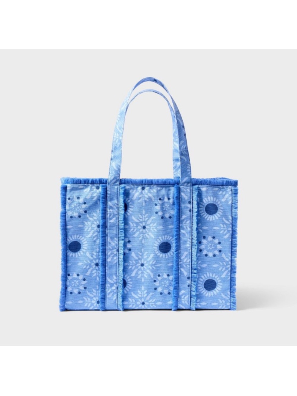 NWT Star Medallion Fringe Canvas Tote Blue Roller Rabbit - Picture 3 of 4